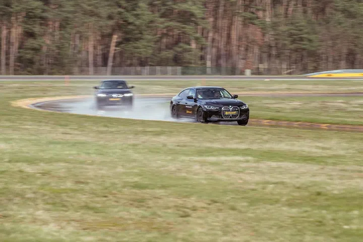 Testing the MaxContact MC7 tyres on the wet-handling course. (Photo: Continental)
