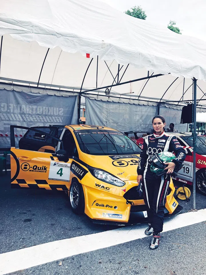 UNSTOPPABLEJedrek racing in the Thailand Super Series, Bangsaen Grand Prix last July, just after giving birth.