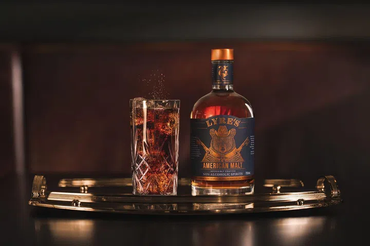 Lyre's American Malt, a non-alcoholic Bourbon replacement.