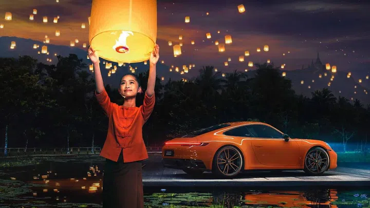 Porsche’s Paint To Sample programme creates bespoke colours from scratch to match any item you show its designers. Pictured: The PTS colour “Pastelorange” representing Thursday in the “911 Carrera GTS 30 Years Porsche Thailand Edition”. (Photo: Porsche)