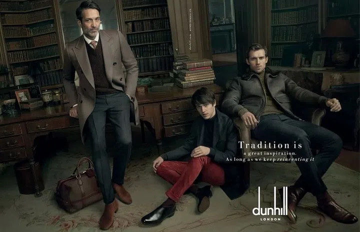 Quips ahoy: Fashion bons mots add a playful dimension to the new Alfred Dunhill campaign images.