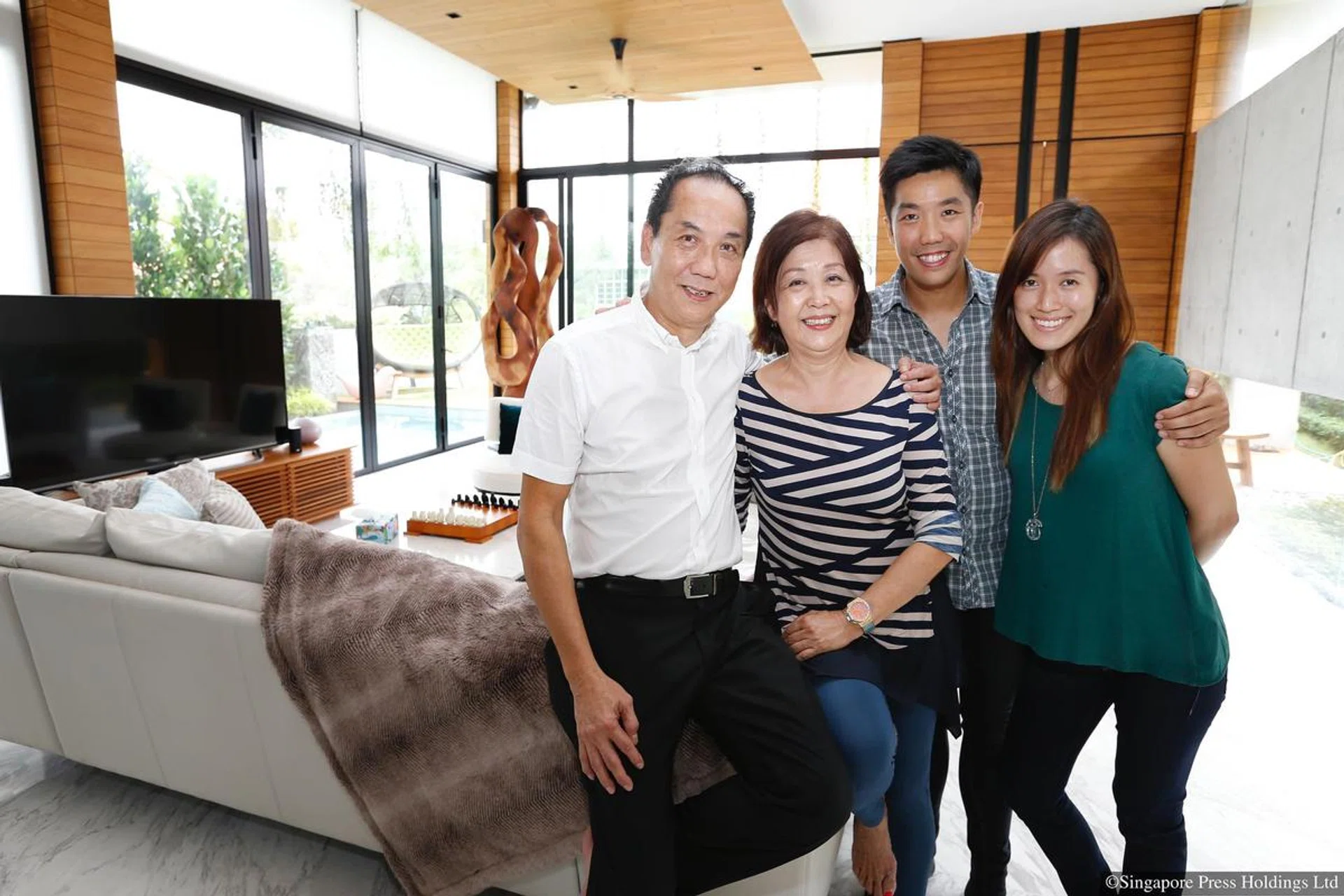 The Soo family in their living room of their 9,000 sq ft house in the Tanjong Katong area.