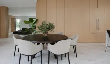 Living room with neutral colour palette and minimalist interior decor