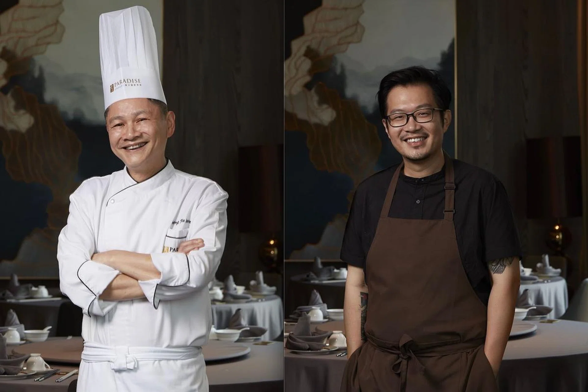 Chef Cheng Fa Kwan from Taste Paradise and The Wood Ear’s chef Jesper Chia collaborate on a four-hands dinner that showcases Cantonese cuisine with a modern twist. (Photo: Taste Paradise)