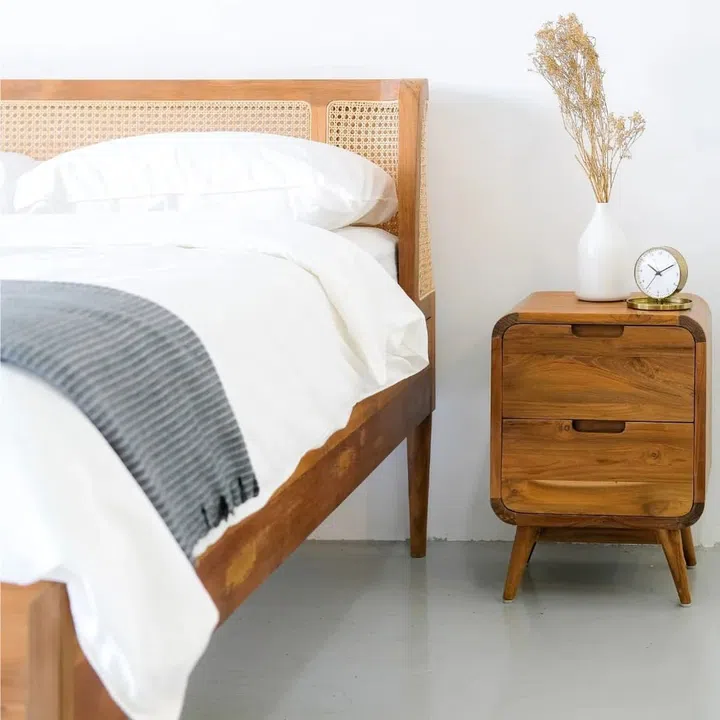 The Karri Bedframe and Helen Bedside Table. (Photo: Urban Salvation)