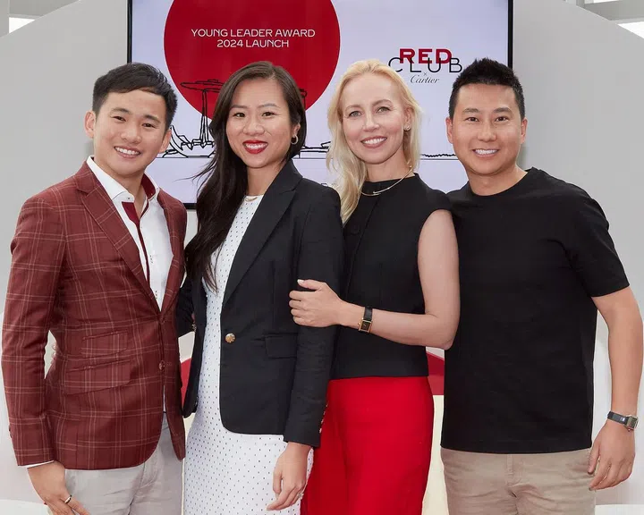 Dr Chee Yang Chen (Red Club head of Singapore chapter), Giada Zhang (president of Red Club x Cartier), Yanina Novitskaya (CEO of Cartier Southeast Asia and Oceania) and Richard Li (Red Club head of Sydney chapter). (Photo: Cartier)