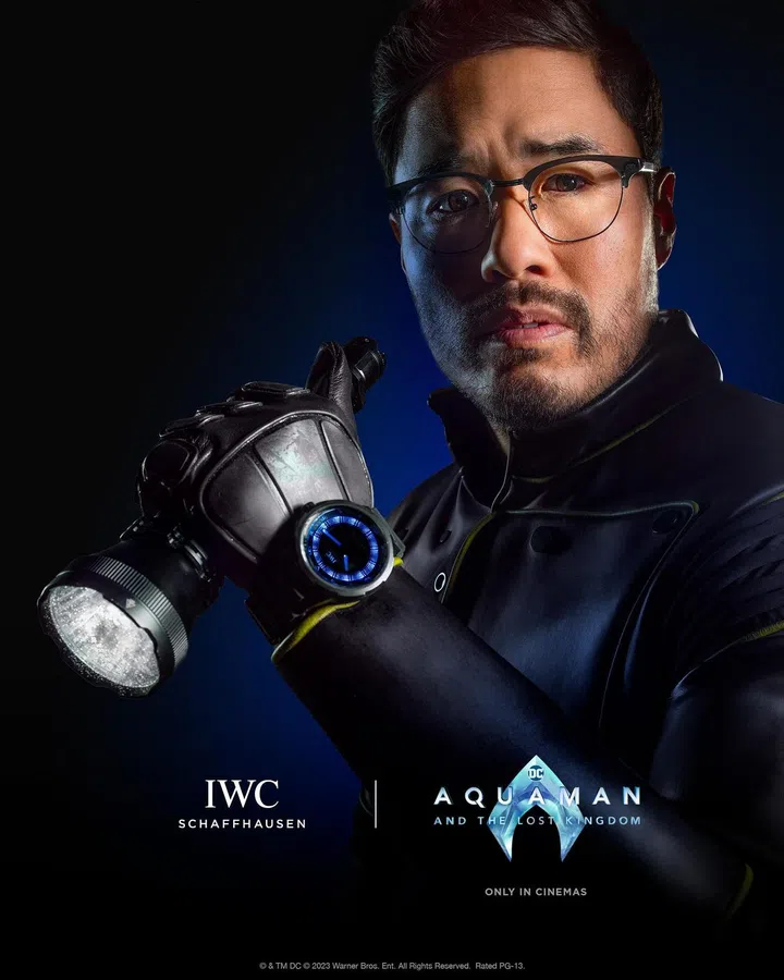 Played by Randall Park, Dr Stephen Shin wears an IWC watch that glows blue. (Photo: IWC)