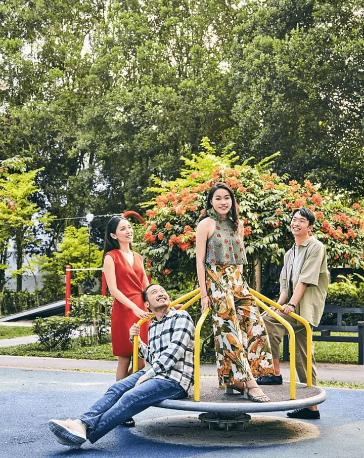 Amanda and her friends, Sarah Chan, Julian Wong and Daryl Yam. 