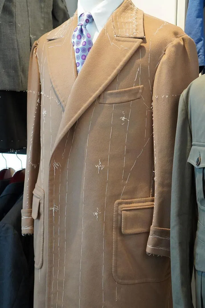 An Assisi overcoat in the midst of completion. (Photo: The Decorum Singapore)