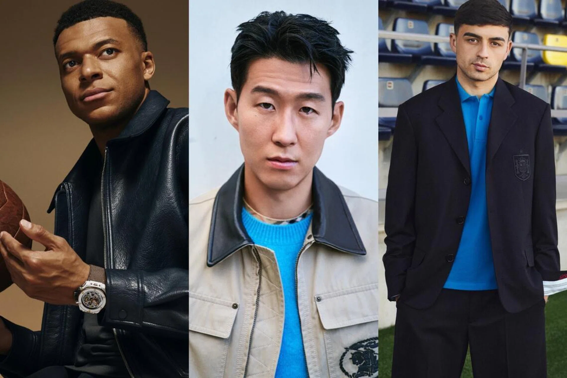FIFA World Cup stars Kylian Mbappe, Son Heung-min, and Pedro Gonzalez Lopez