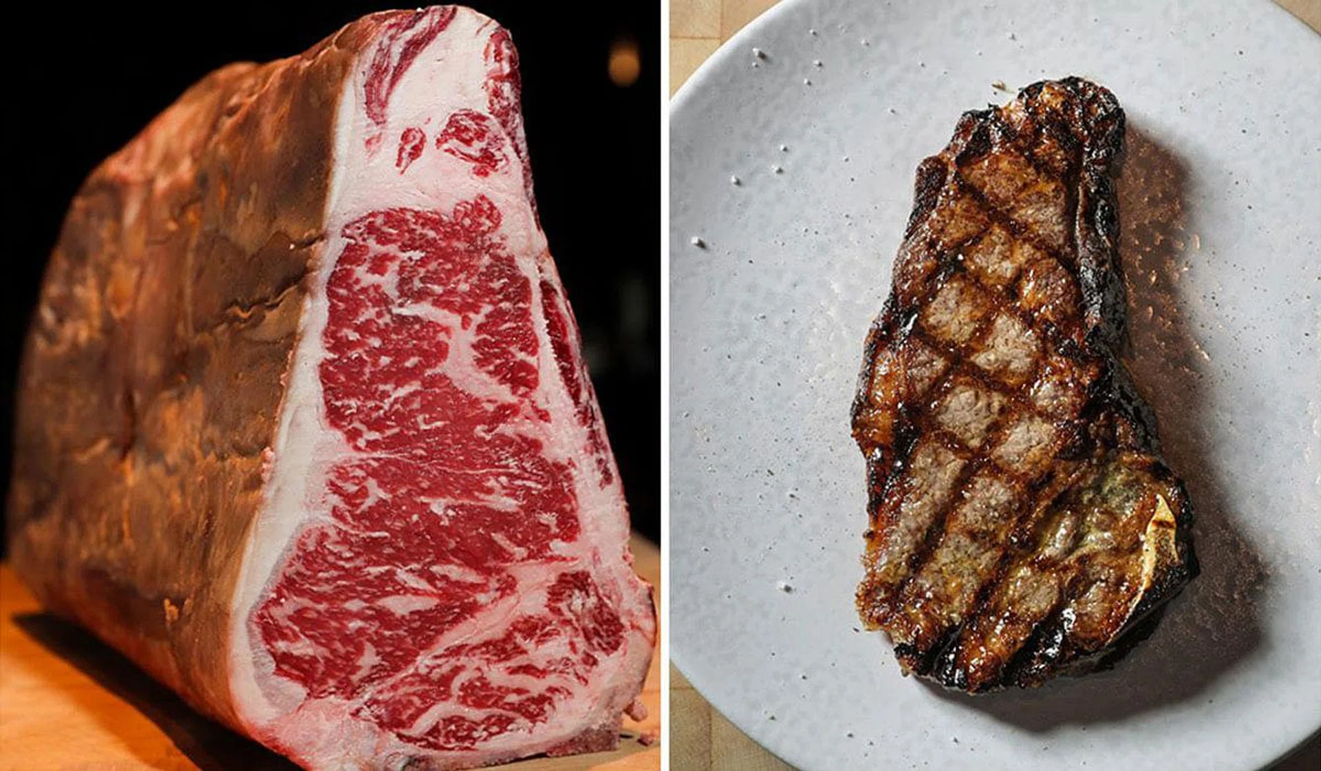 <br>Butcher's Block concentrates so much on its meat - which they say is sourced only from sustainable farmers dedicated to raising stress-free animals (left) Club Steak (right)