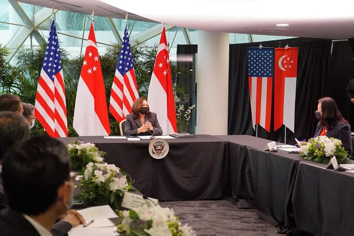 Roundtable with US Vice President Kamala Harris during her 2021 visit to Singapore. (Photo: Hsien-Hsien Lei)