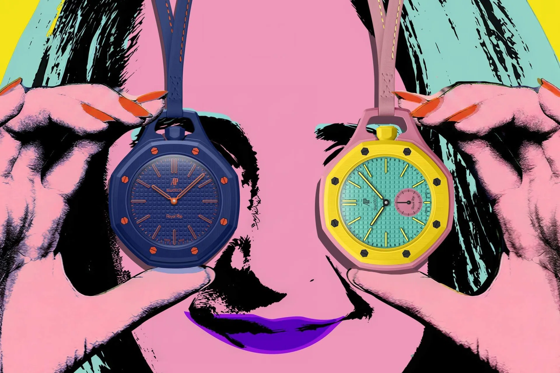 Audemars Piguet x Swatch Royal Pop collection of pocket watches