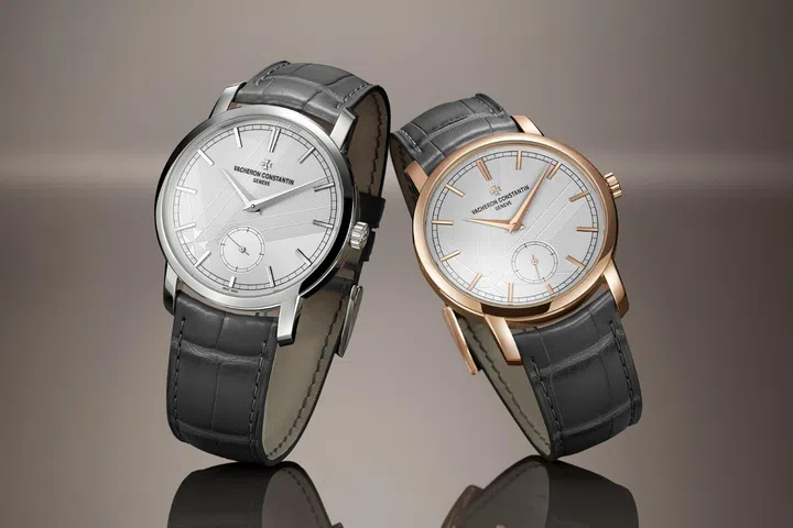 Vacheron Constantin Traditionnelle Manual-Winding watches in white gold and yellow gold, showcasing minimalist dials and classic round cases.