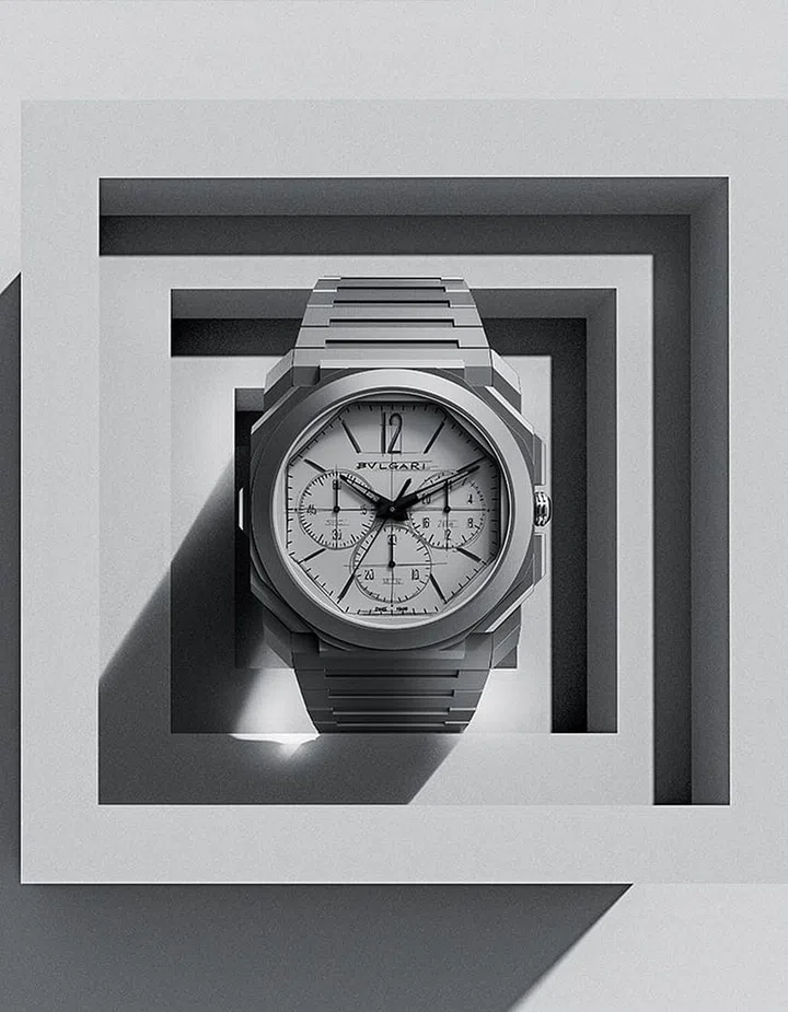 The 10th-anniversary edition of the Octo Finissimo Chronograph GMT Automatic.