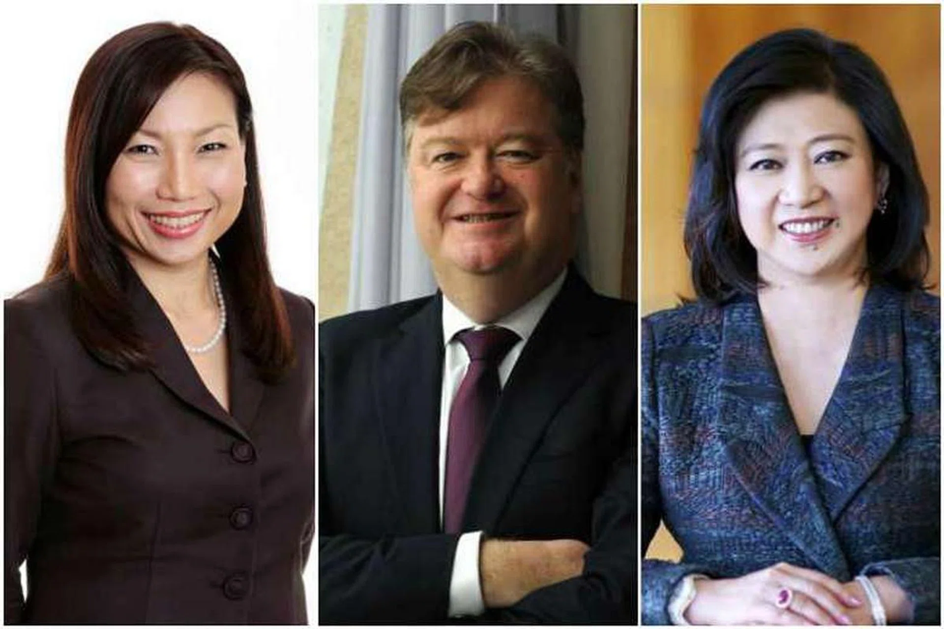 (Left to right) Lynette Leong PHOTO: CCTM, Grant Kelly PHOTO: ST File, Chua Sock Koong PHOTO: SingTel