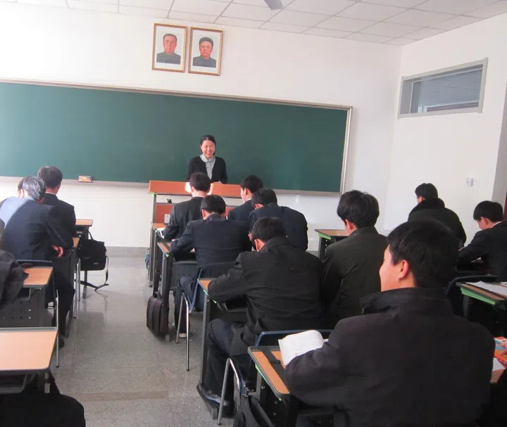 Suki Kim teaching in a class of the sons of elites at Pyongyang University of Science and Technology