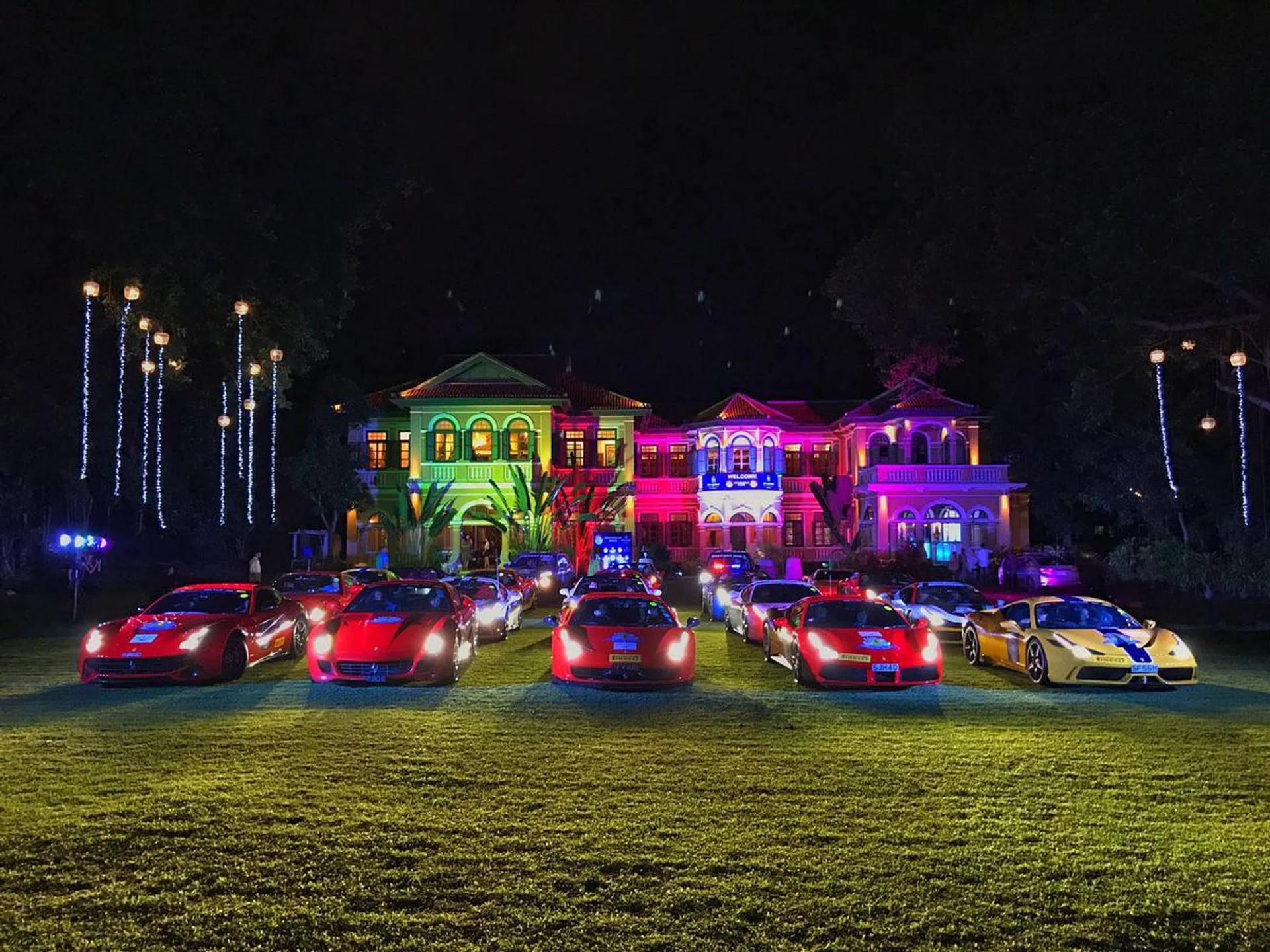 On the front lawn of the Blue Elephant restaurant (an ex-governor's house).