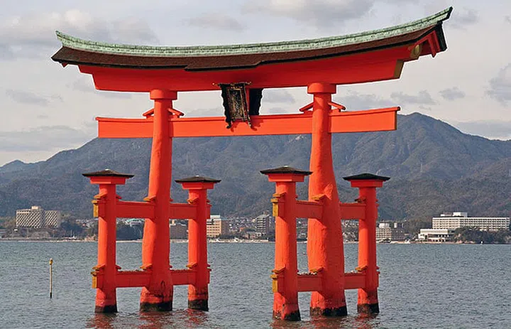 The famous floating O-Torii gate greets visitors as they approach Miyajima. 