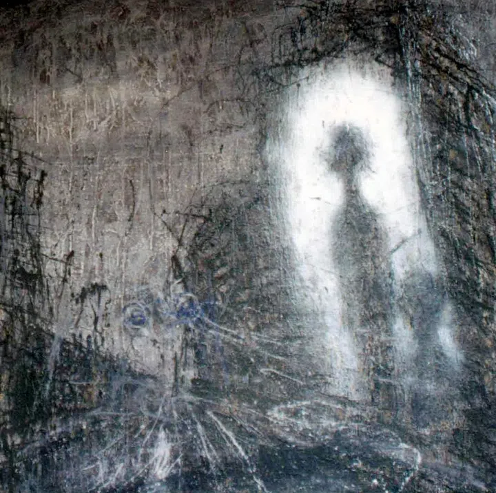 City Impression 1 (2000), mixed material on canvas, Jie Li-Elbraechter 