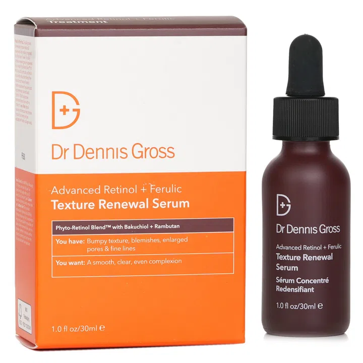 Dr Dennis Gross Advanced Retinol + Ferulic Texture Renewal Serum | Best moisturisers and skincare to use on an aeroplane