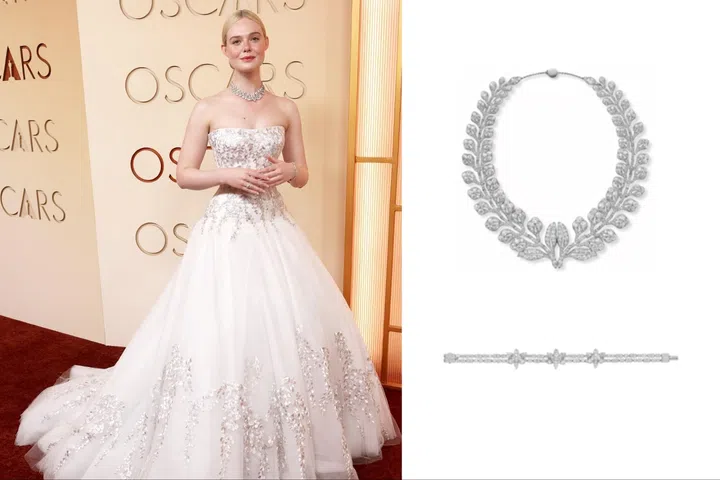 Elle Fanning wearing Cartier and Givenchy by Sarah Burton at Oscars 2026