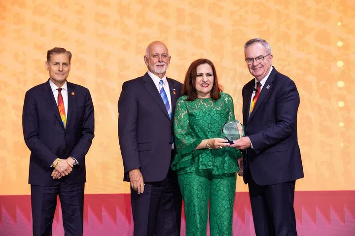 Aman El-Sisi is presented with the Rotary International People of Action 2024 award. (Image: Rotary Internation)