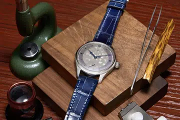 Front view of the LOTH Watch 1 with a German silver mosaic-finished dial, which has been up for nominatation for the 2026 GPHG Challenge Watch Prize.