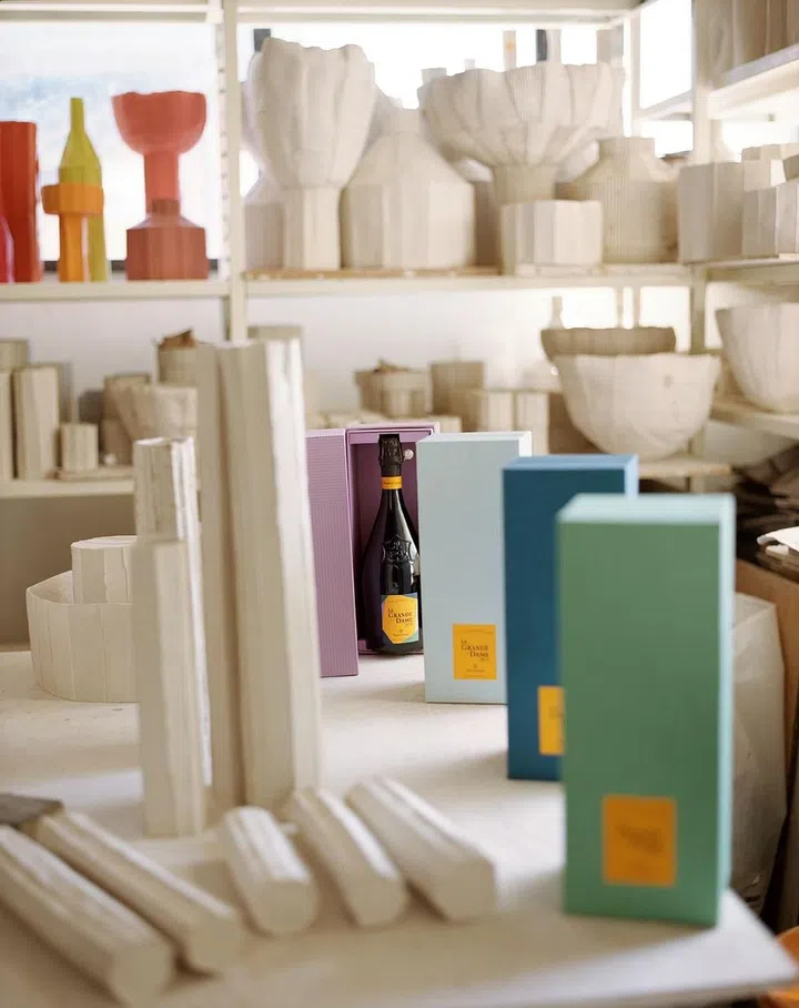 Paola Paronetto's gift boxes for La Grande Dame. (Photo: Veuve Clicquot)