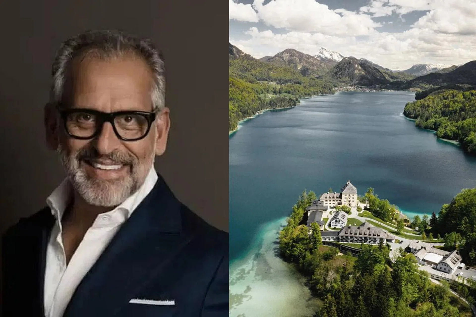 (Left to right) Radha Arora, Rosewood Schloss Fuschl. (Photos: Rosewood Hotels & Resorts)