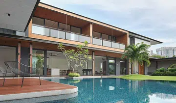 The house has an abundance of landscaping, as well as natural ventilation and lighting.