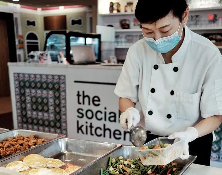 Meal preparation for beneficiaries at The Social Kitchen