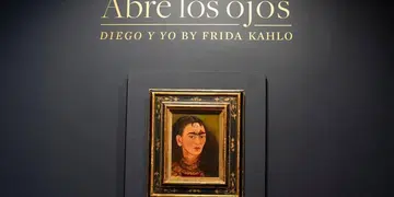 Frida Kahlo's "Diego y yo (Diego and I)," painted in 1949, on display at Sotheby's gallery, in Beverly Hills, California