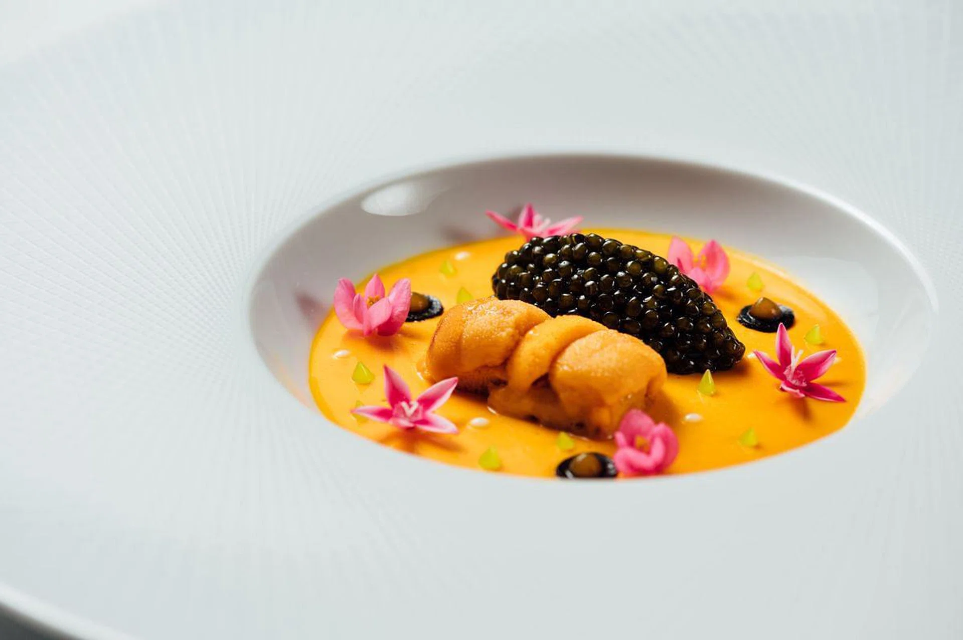 From Paris with Love: liver cremoso alla veneziana, sea urchin custard, royal oscietra caviar