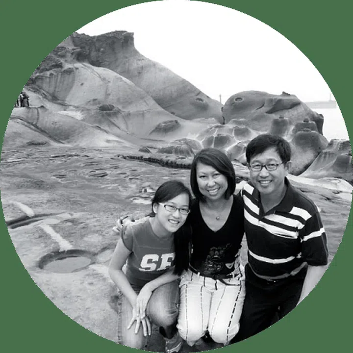 Chong’s travels have furthered her interest in art. She’s pictured with her family at Yehliu Geopark in Taiwan.