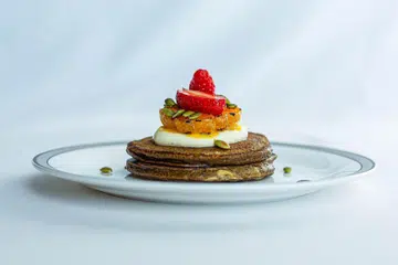 Buckwheat pancakes on boar Singapore Airlines