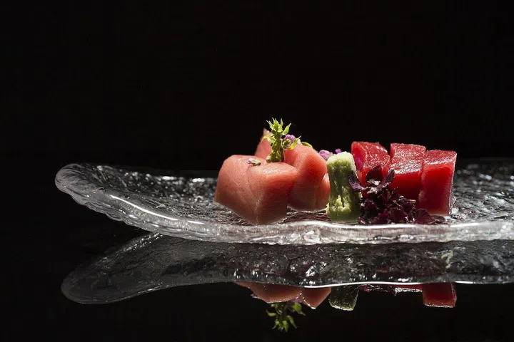 Perfectly carved maguro chutoro.