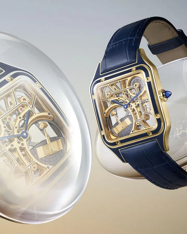 Santos-Dumont Skeleton in yellow gold with a plane micro-rotor. (Photo: Cartier)