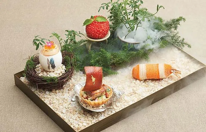 Four Combination Platter that showcases the extent of the chef's whimsy. 