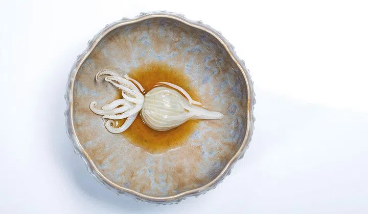 A squid dish from the Michelin-starred Feitoria restaurant in Lisbon.