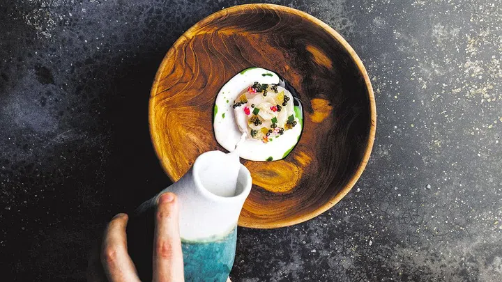 A scallop dish from the Crossroads menu. 