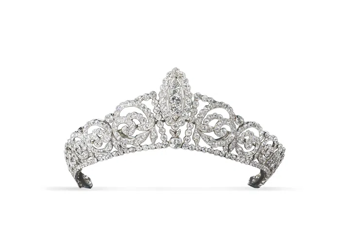 This spectacular diamond tiara is unsigned, but Gilles Zalulyan says it is very likely a Cartier creation. (Photo: Palais Royal)