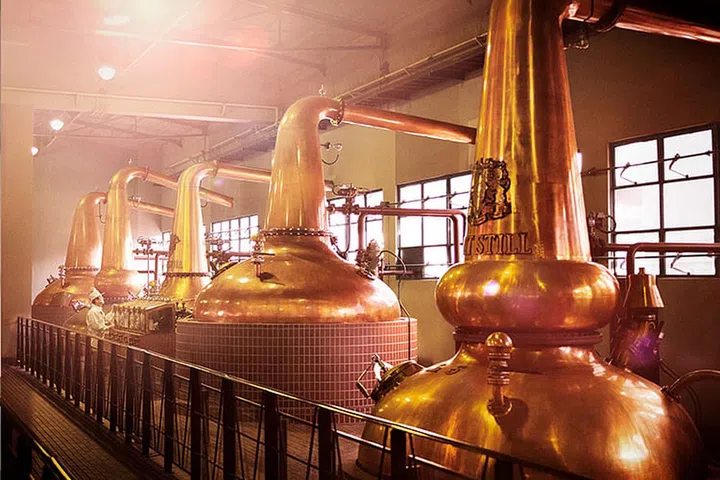 Copper stills made in Japan and Scotland.