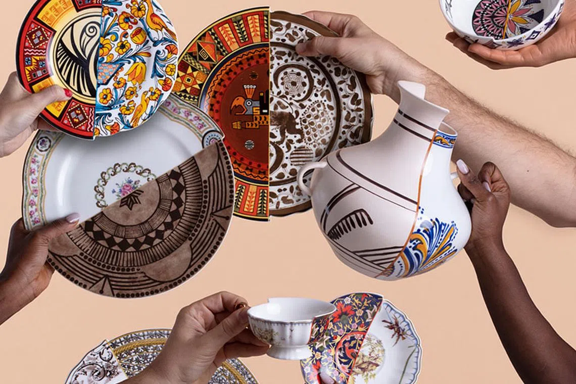 This tableware collection combines two different designs in one piece ...