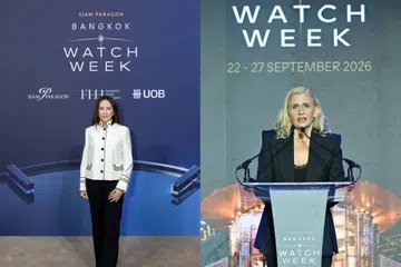 The women behind Siam Paragon Bangkok Watch Week 2026: Thanaporn Tantiyanon, managing director of Siam Paragon, and Caroline Murphy, president of strategic project development at Siam Piwat