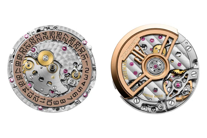 Front and back views of Audemars Piguet Calibre 6401, the in-house integrated chronograph movement powering the Serena Williams Royal Oak.