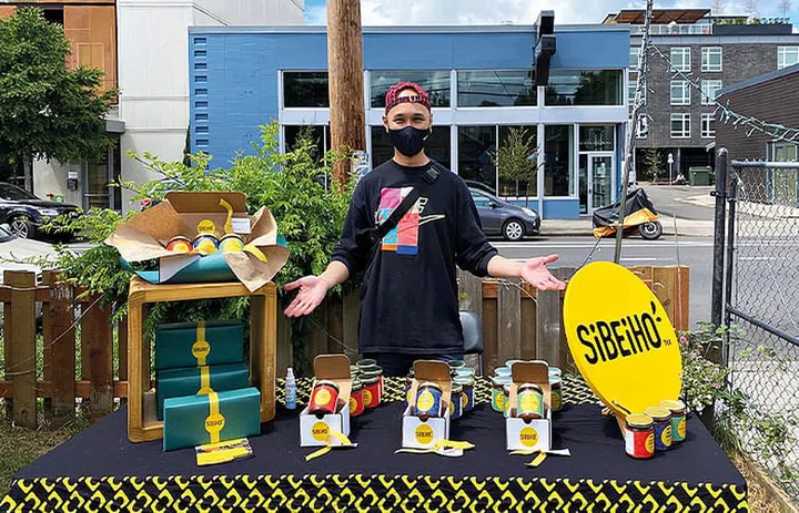 The award-winning sambals at a food market in Oregon.