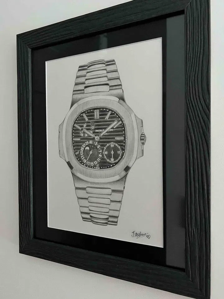 The Patek Philippe Nautilus Ref. 5712/1A drawn by Djie's girlfriend. (Photo: Athirah Annissa)