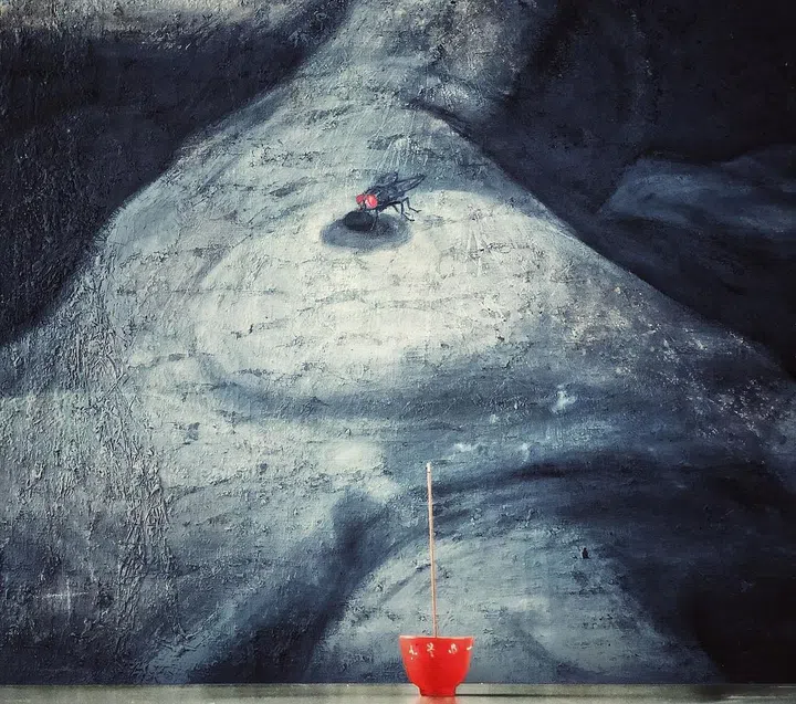 The Reason (2007), mixed material on canvas, Jie Li-Elbraechter.