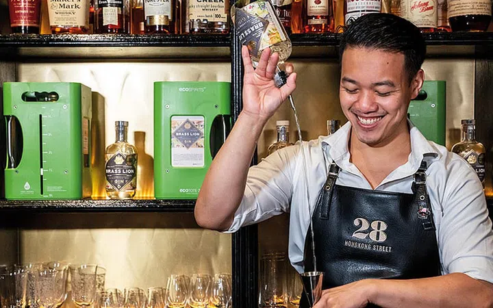 EcoSPIRITS, a distribution system that uses reusable containers for wine and spirits, is used at establishments such as 28 HongKong Street in Singapore and IL Borro in London.
